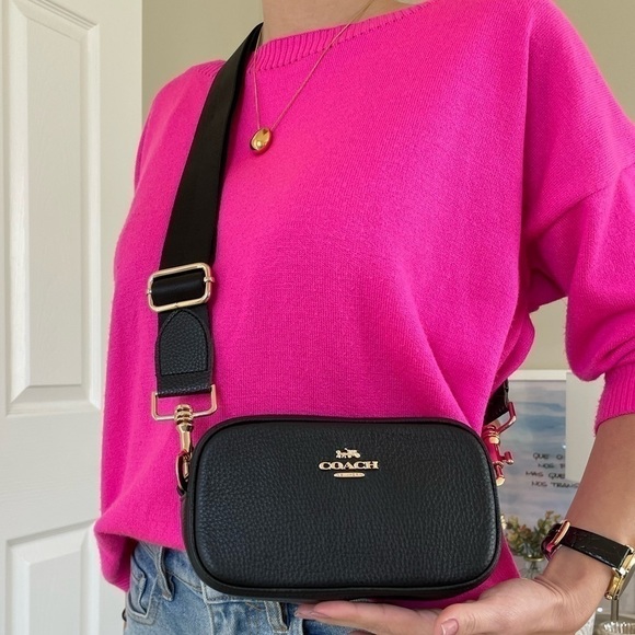 NEW Coach bag crossbody leather black 2 straps gold-tone hardware NWT - Picture 12 of 12